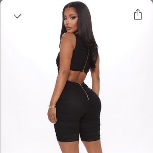 Fashion Nova New Black ruched Romper